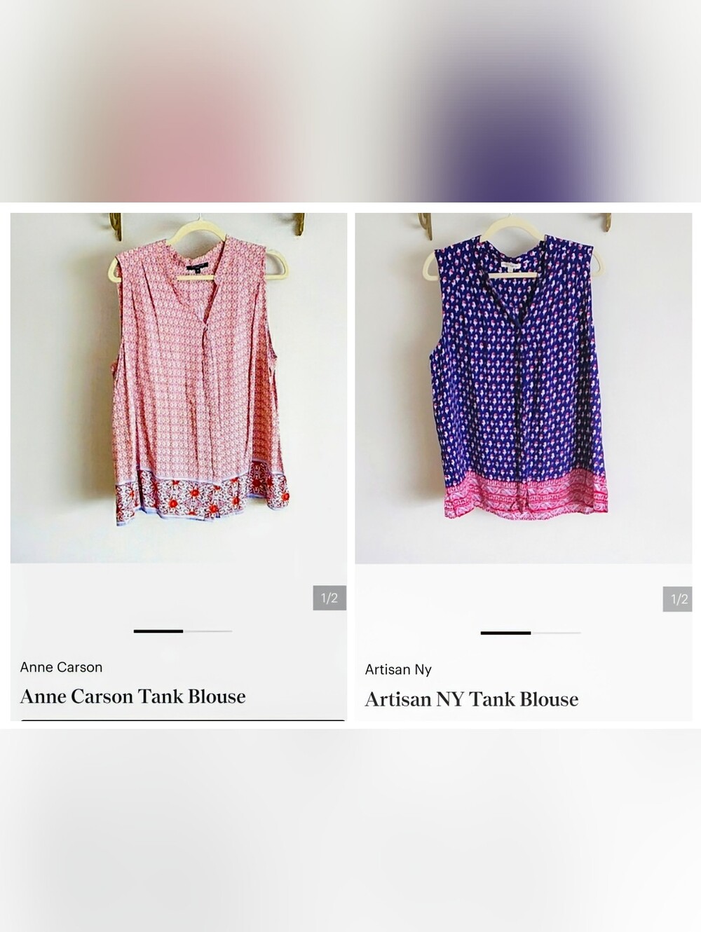 2 Beautiful Boho Sleeveless Printed Tank Blouses Bundle Set Lot